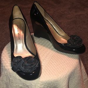 Antonio Melani Wedge Heels Black Patent Leather